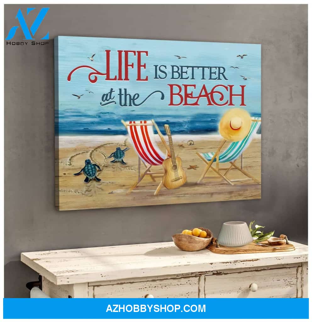 Life Is Better At The Beach Turtle Wall Art Canvas