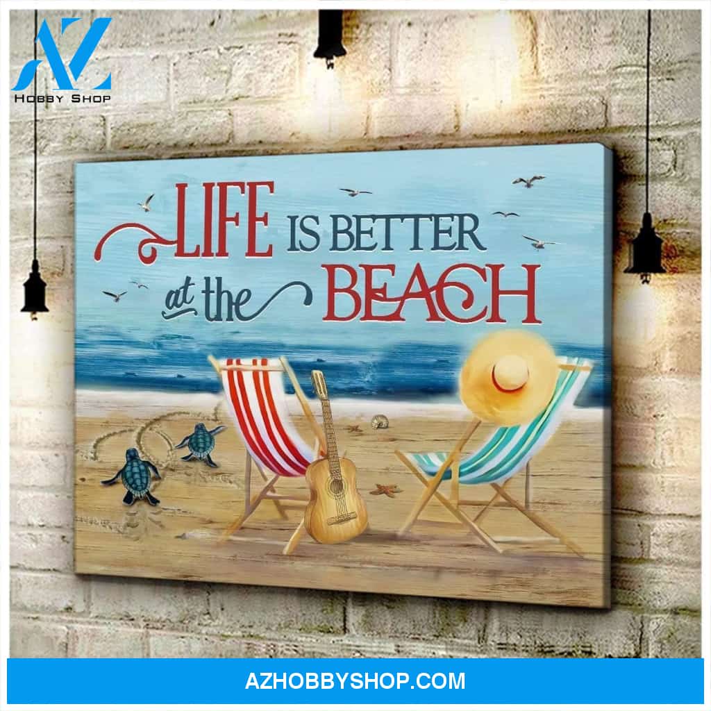 Life Is Better At The Beach Turtle Wall Art Canvas