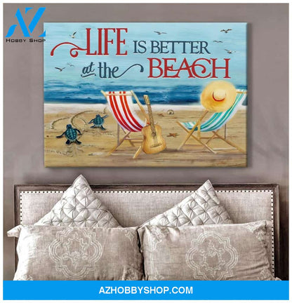 Life Is Better At The Beach Turtle Wall Art Canvas