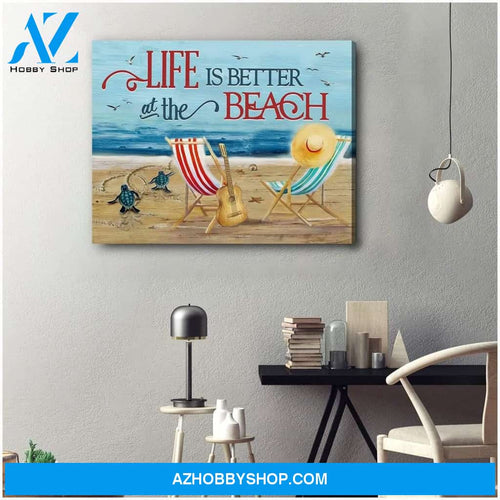Life Is Better At The Beach Turtle Wall Art Canvas