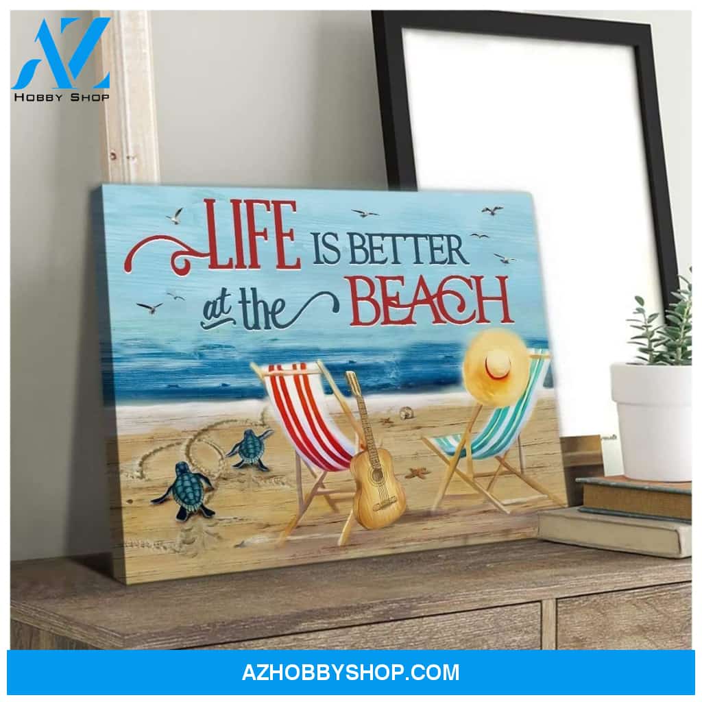 Life Is Better At The Beach Turtle Wall Art Canvas