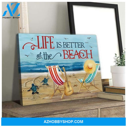 Life Is Better At The Beach Turtle Wall Art Canvas