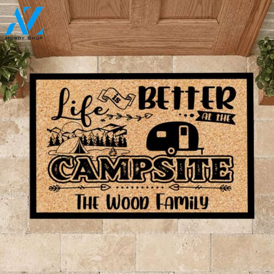 Life Is Better At The Campsite, Personalized Doormat