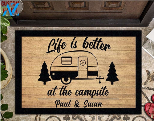 Wozoro Doormat Personalized Life Is Better At The Campsite Rubber Camping Doormat