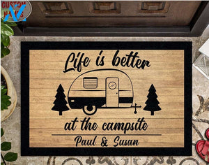 Wozoro Doormat Personalized Life Is Better At The Campsite Rubber Camping Doormat
