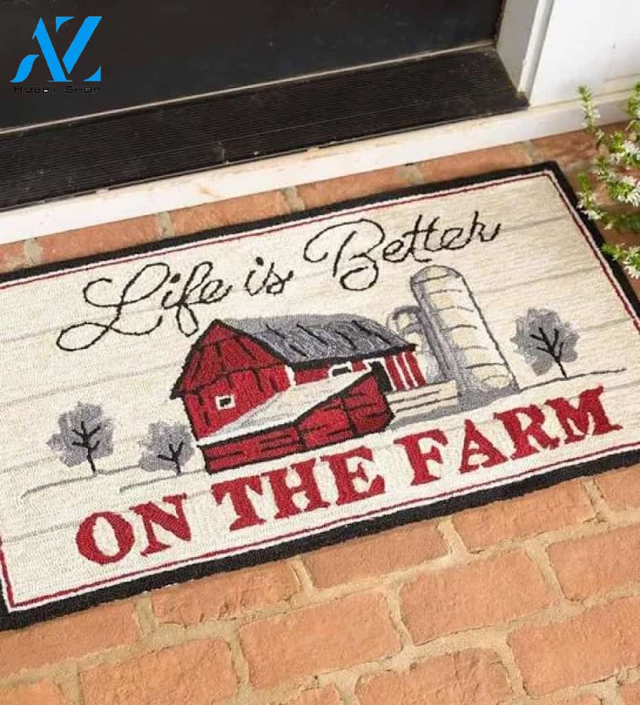 Life Is Better On The Farm Animal Doormat Welcome Mat Farm Rug Farmer House Decor Housewarming Gift Gift for Famer Friend for Farm Animal Lovers