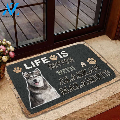 Gearhumans Gearhuman 3D Life Is Better With A Alaskan Malamute Custom Doormat