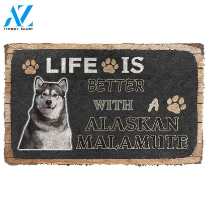 Gearhumans Gearhuman 3D Life Is Better With A Alaskan Malamute Custom Doormat