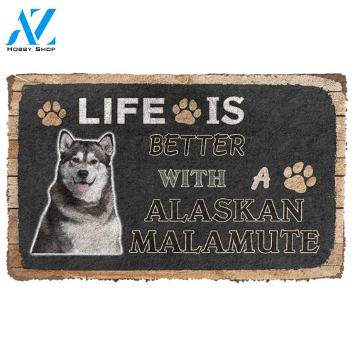 Gearhumans Gearhuman 3D Life Is Better With A Alaskan Malamute Custom Doormat