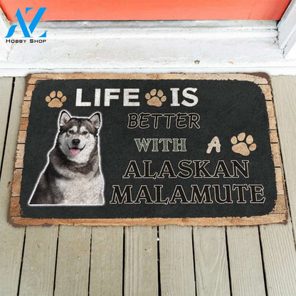 Gearhumans Gearhuman 3D Life Is Better With A Alaskan Malamute Custom Doormat