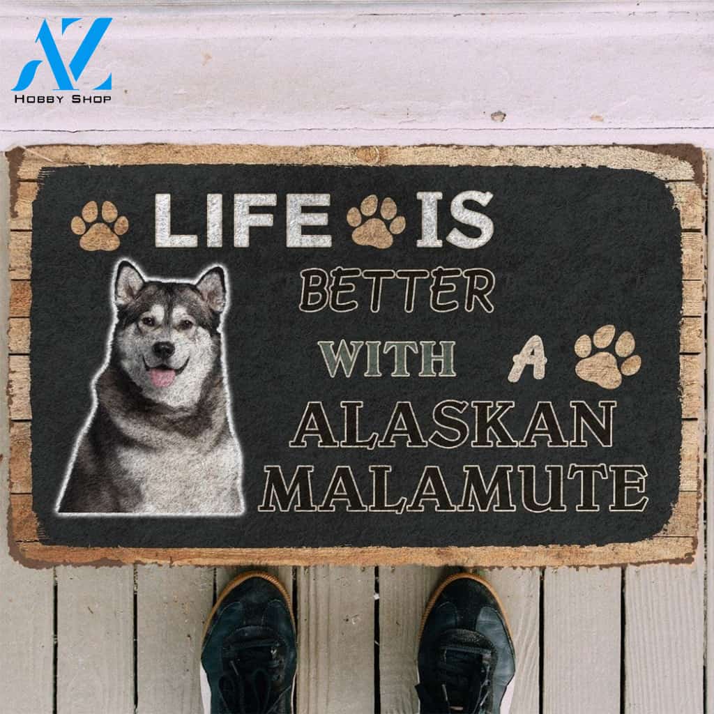 Gearhumans Gearhuman 3D Life Is Better With A Alaskan Malamute Custom Doormat