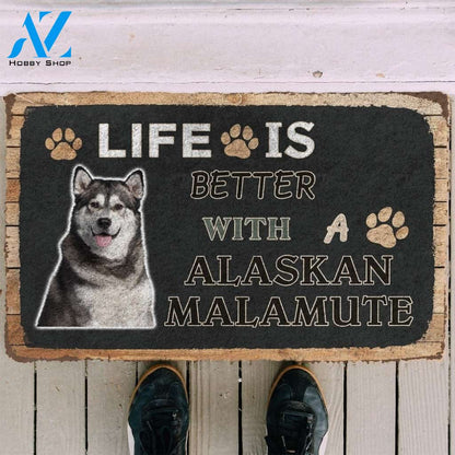 Gearhumans Gearhuman 3D Life Is Better With A Alaskan Malamute Custom Doormat