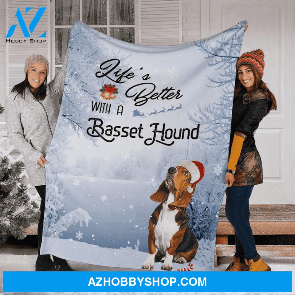 Life Is Better With A Baset Hound Fleece Blanket Gift For Baset Hound Dog lovers Gift For Family & Friends Gift Home Decor Bedding Couch Sofa Soft And Comfy Cozy