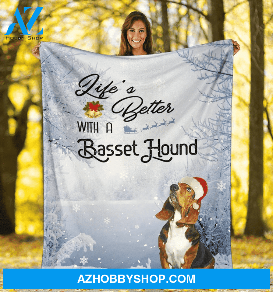 Life Is Better With A Baset Hound Fleece Blanket Gift For Baset Hound Dog lovers Gift For Family & Friends Gift Home Decor Bedding Couch Sofa Soft And Comfy Cozy
