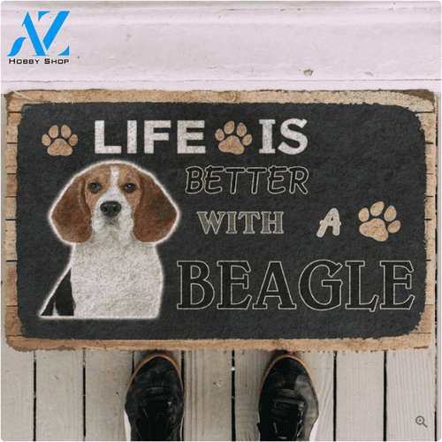 Life Is Better With A Beagle Funny Indoor And Outdoor Doormat Warm House Gift Welcome Mat Birthday Gift For Dog Lovers