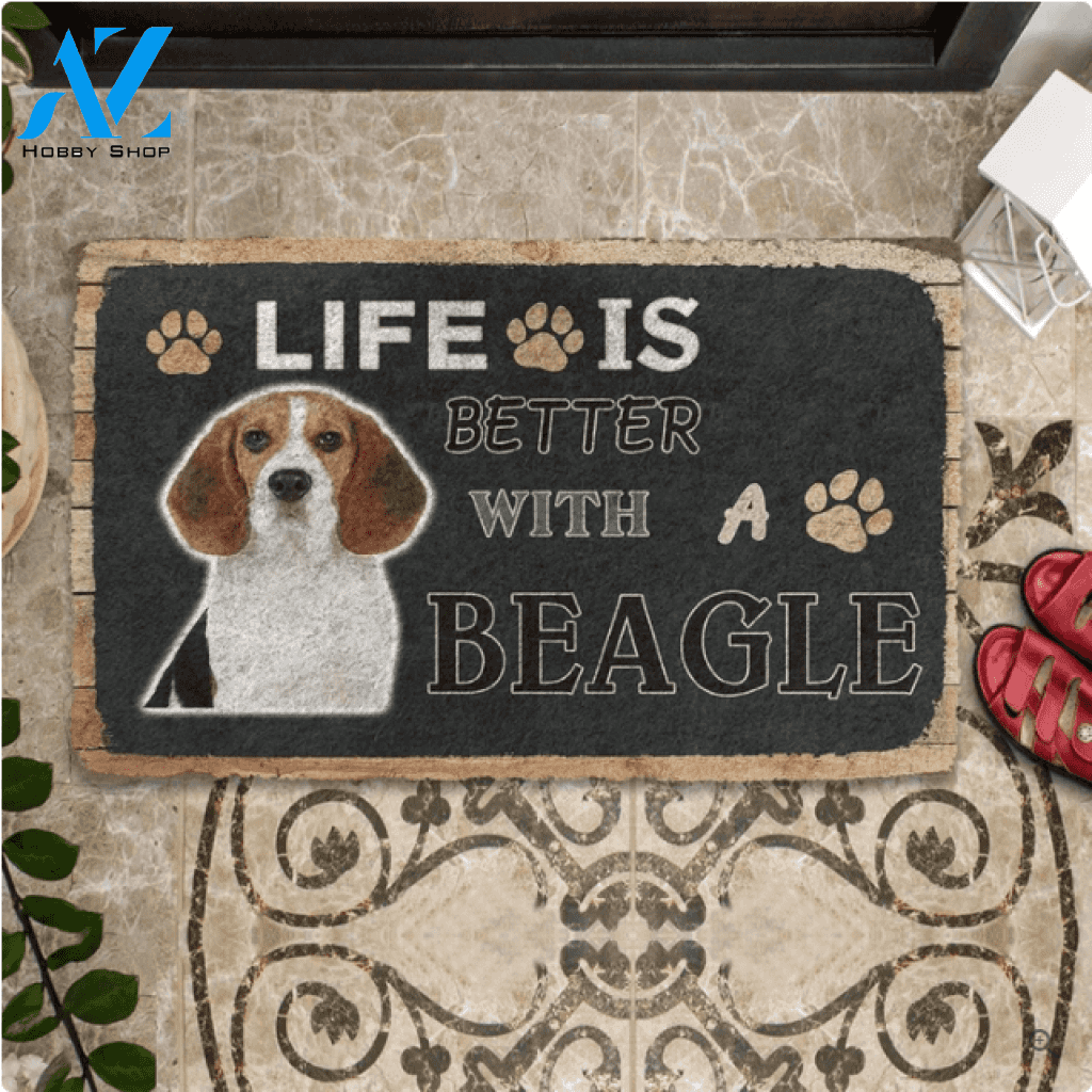 Life Is Better With A Beagle Funny Indoor And Outdoor Doormat Warm House Gift Welcome Mat Birthday Gift For Dog Lovers