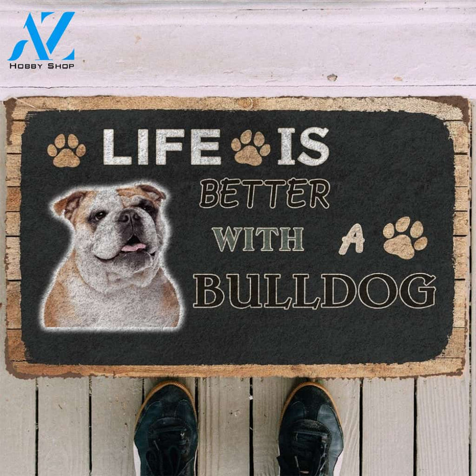 Gearhumans Gearhuman 3D Life Is Better With A Bulldog Custom Doormat
