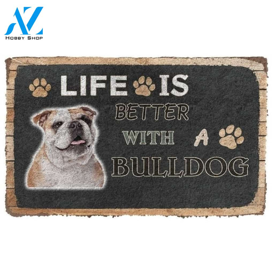 Life Is Better With A Bulldog Welcome Mat Doormat Welcome Mat House Warming Gift Home Decor Funny Doormat Gift Idea
