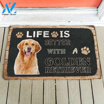 Gearhumans Gearhuman 3D Life Is Better With A Golden Retriever Custom Doormat
