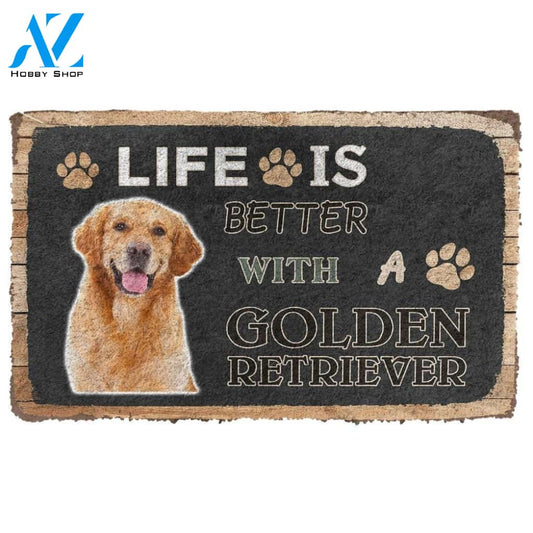 Gearhumans Gearhuman 3D Life Is Better With A Golden Retriever Custom Doormat
