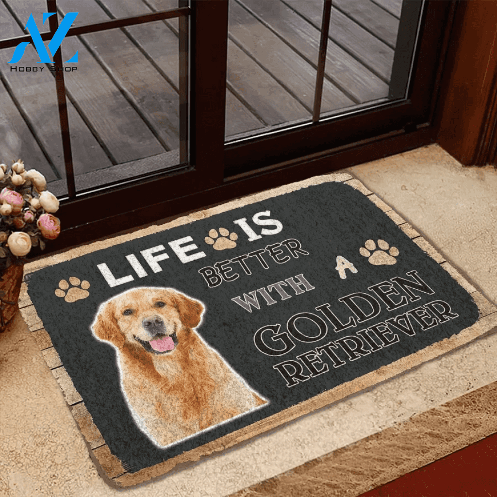 Life Is Better With A Golden Retriever Doormat