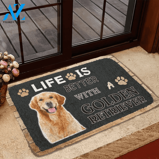 Life Is Better With A Golden Retriever Doormat