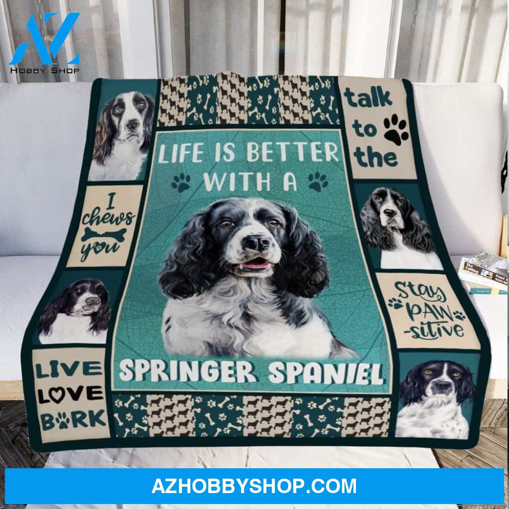 Life Is Better With A Springer Spaniel Dog Blanket Gift For Dog Lovers Birthday Gift Home Decor Bedding Couch Sofa Soft and Comfy Cozy