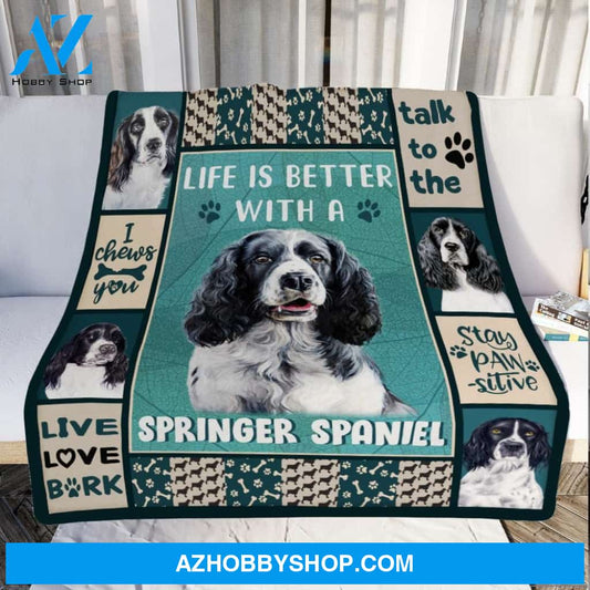 Life Is Better With A Springer Spaniel Dog Blanket Gift For Dog Lovers Birthday Gift Home Decor Bedding Couch Sofa Soft and Comfy Cozy