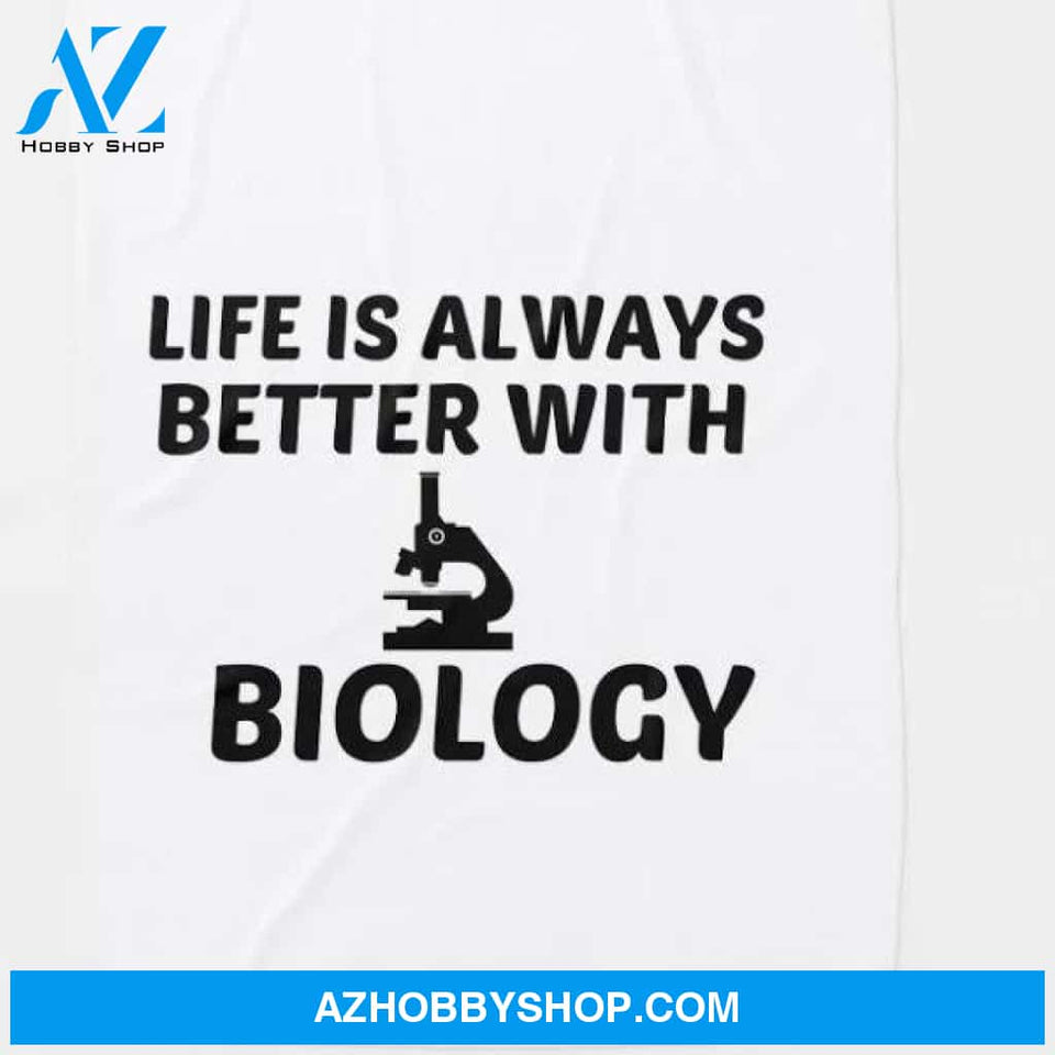 Life Is Better With Biology Fleece Blanket Home Decor Bedding Couch Sofa Soft and Comfy Cozy Gift For Students Teacher Parents Educational Gift for Biology Lover