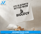 Life Is Better With Biology Fleece Blanket Home Decor Bedding Couch Sofa Soft and Comfy Cozy Gift For Students Teacher Parents Educational Gift for Biology Lover