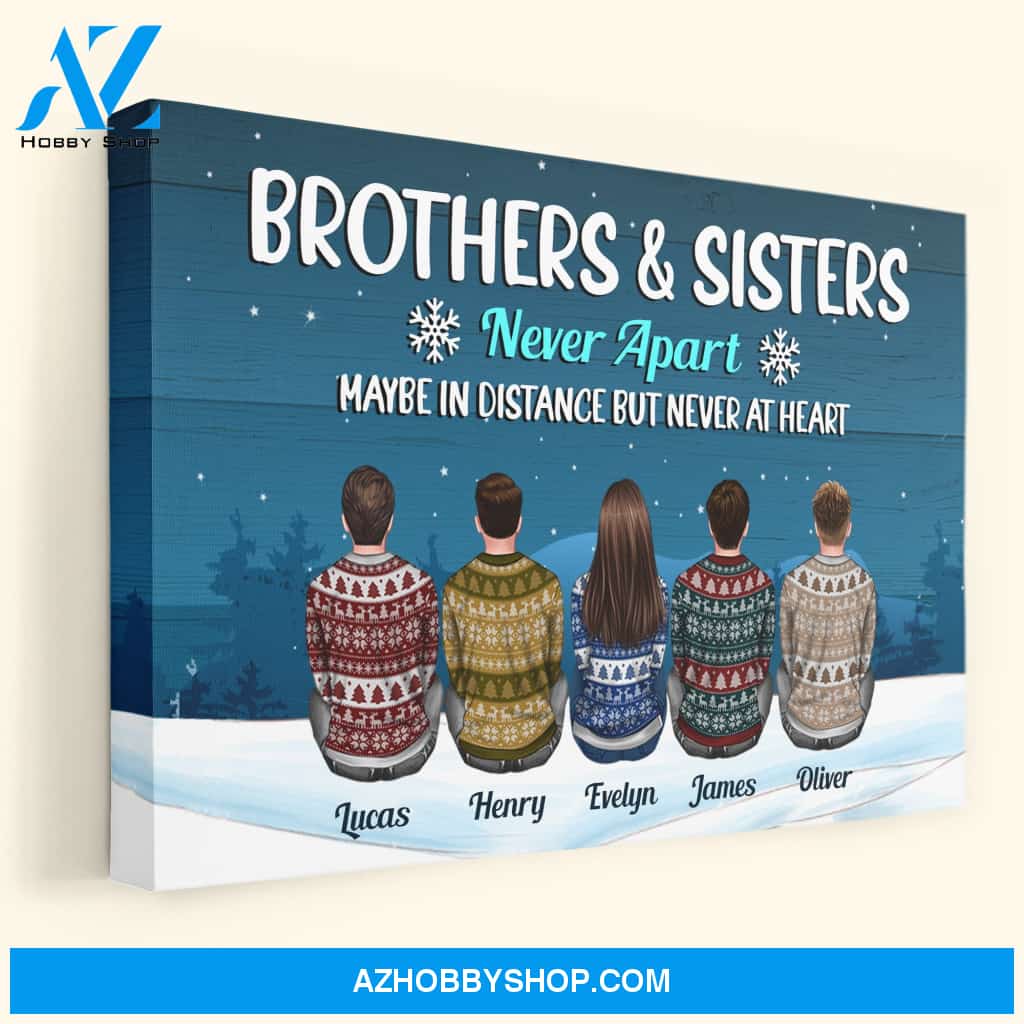 Life Is Better With Brothers & Sisters - Personalized Canvas - Christmas Gift Siblings Canvas For Brother, Sisters, Family, Cousin - Ugly Christmas Sweater Sitting