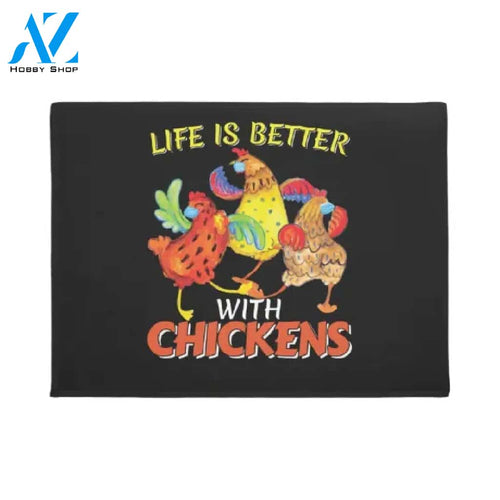 Life Is Better With Chickens Motivational Quote Doormat Welcome Mat House Warming Gift Home Decor Gift For Chicken Lovers Funny Doormat Gift Idea