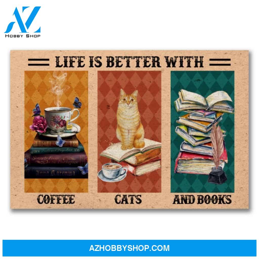 Life Is Better With Coffee Canvas And Poster, Wall Decor Visual Art, Halloween Gift, Happy Halloween