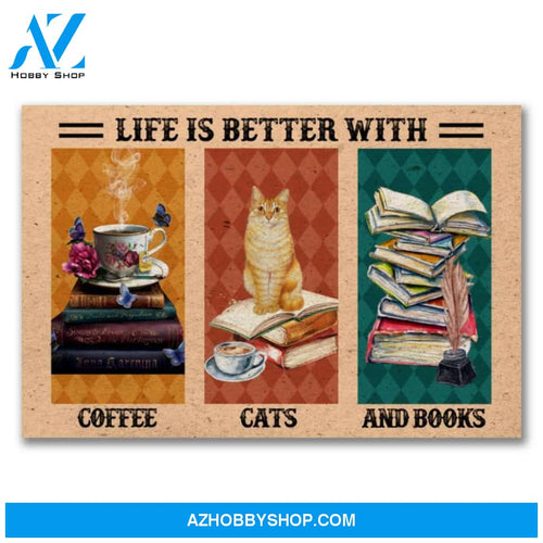 Life Is Better With Coffee Canvas And Poster, Wall Decor Visual Art, Halloween Gift, Happy Halloween