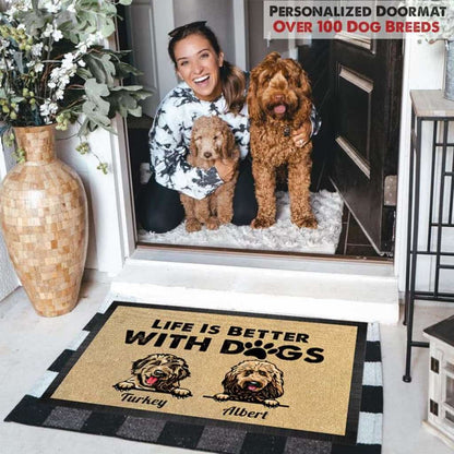 Life Is Better With Dog Doormat, Dog Lover Gift, Non-slip Welcome Mats