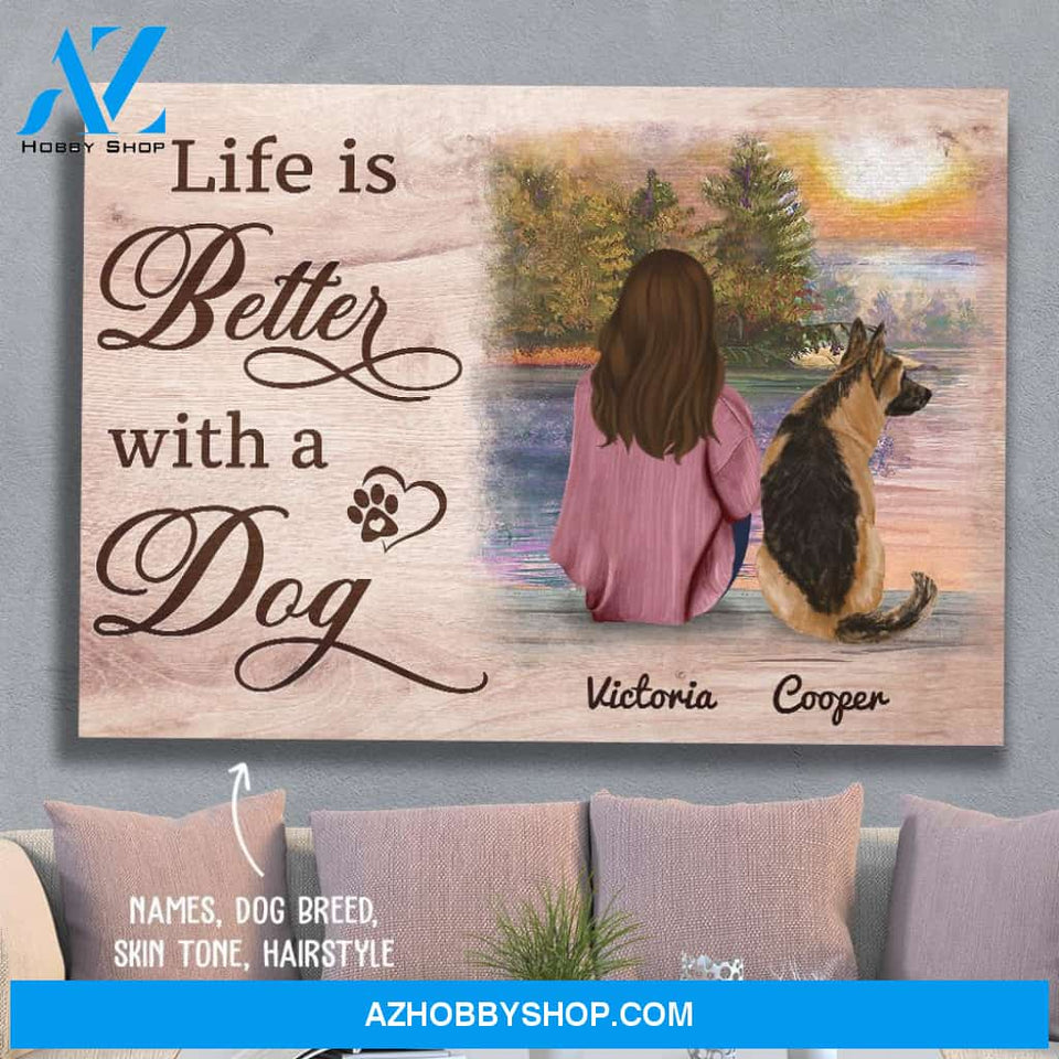 Life Is Better With Dog - Personalized Custom Canvas