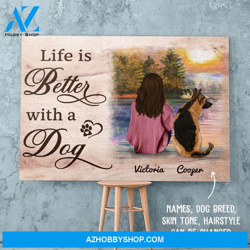 Life Is Better With Dog - Personalized Custom Canvas