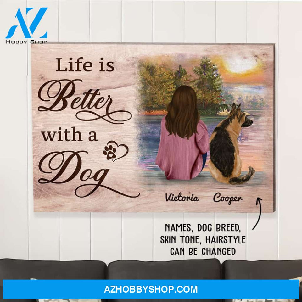 Life Is Better With Dog - Personalized Custom Canvas