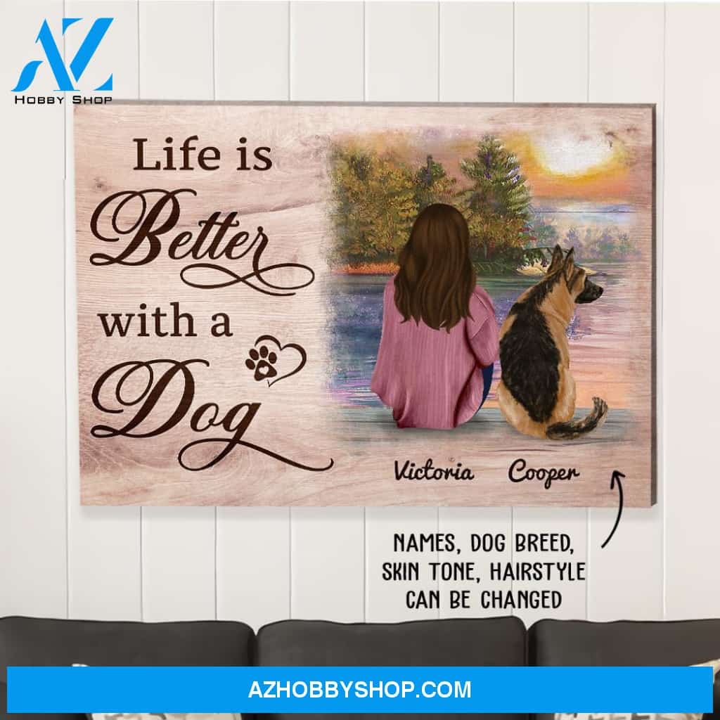 Life Is Better With Dog - Personalized Custom Canvas