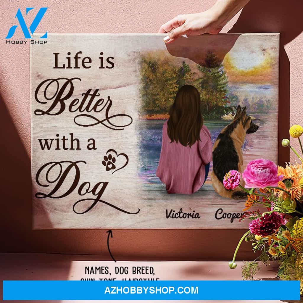 Life Is Better With Dog - Personalized Custom Canvas