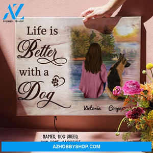 Life Is Better With Dog - Personalized Custom Canvas