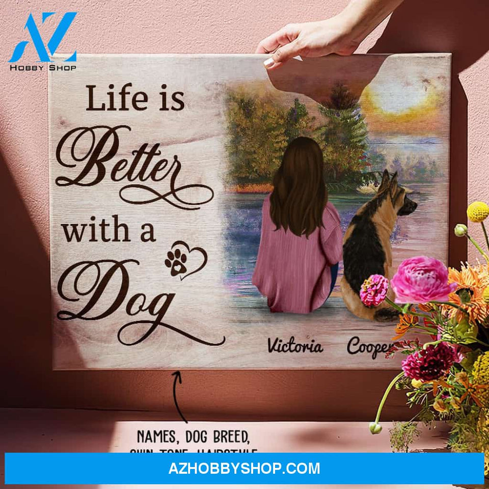 Life Is Better With Dog - Personalized Custom Canvas