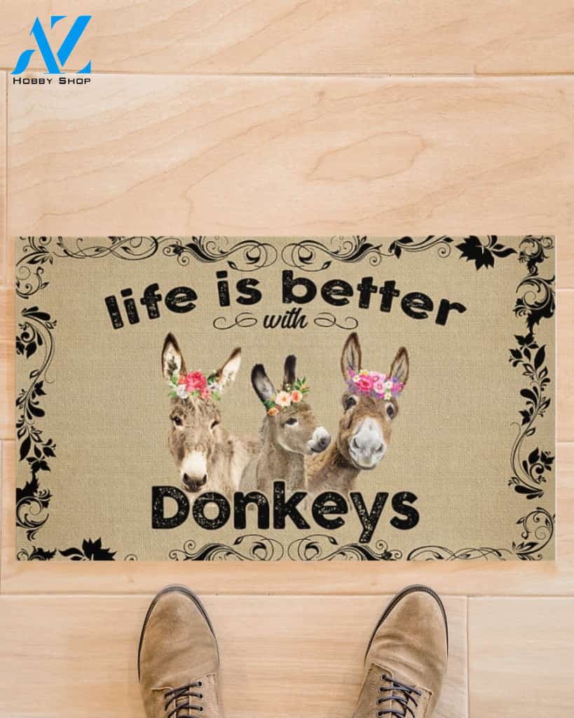 Life Is Better With Donkeys Funny Doormat Gift For Donkey Lovers Birthday Gift Home Decor Warm House Gift Welcome Mat