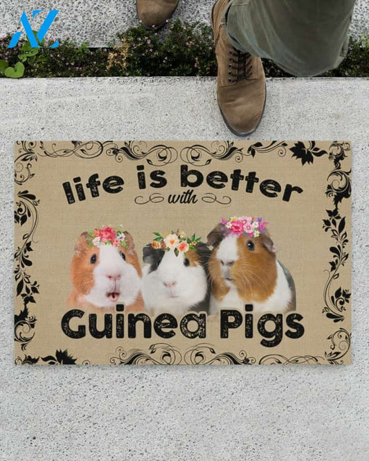 Life Is Better With Guinea Pig Funny Doormat Gift For Guinea Pig Lovers Birthday Gift Home Decor Warm House Gift Welcome Mat