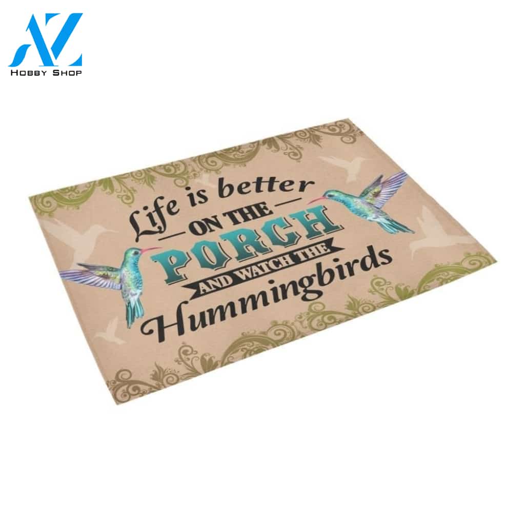 Life Is Better With Hummingbirds Printed Doormat Home Decor