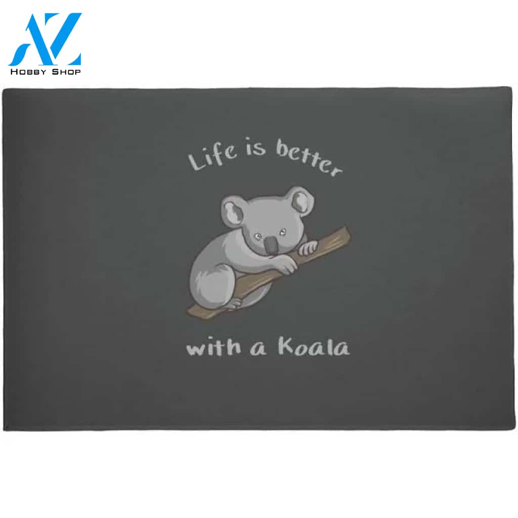 Life Is Better With Koala Doormat Indoor and Outdoor Mat Entrance Rug Sweet Home Decor Housewarming Gift Gift for Koala Lovers Wildlife Animals Lovers