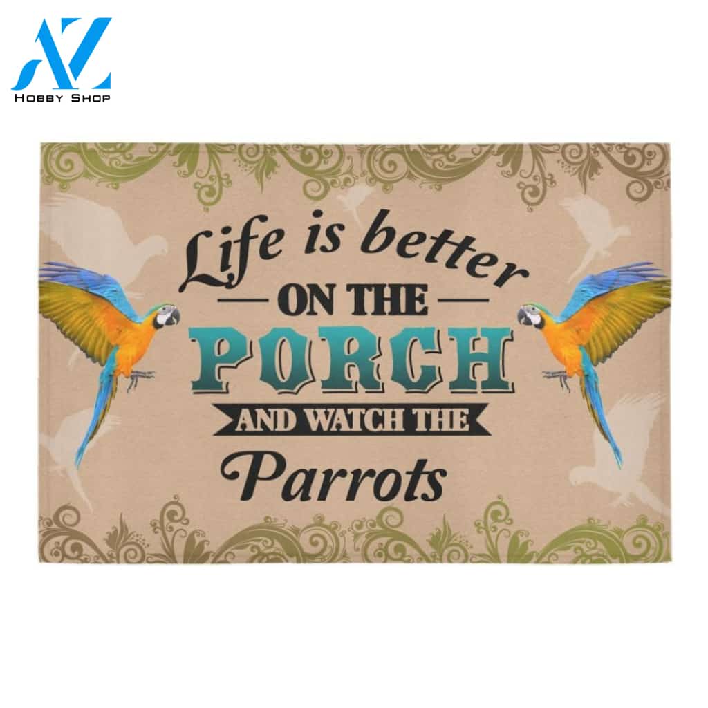 Life Is Better With Parrots Printed Doormat Home Decor