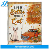 Life Is Better With Sphynx Cat In Autumn, Gift For Cat Lover Fleece Blanket Home Decor Bedding Couch Sofa Soft And Comfy Cozy