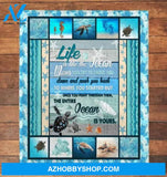 Life Is Like The Ocean Turtle Blanket
