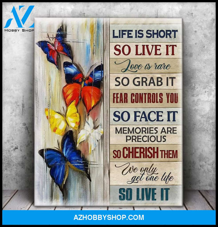 Zalooo Life Is Short Butterfly Wall Art Canvas